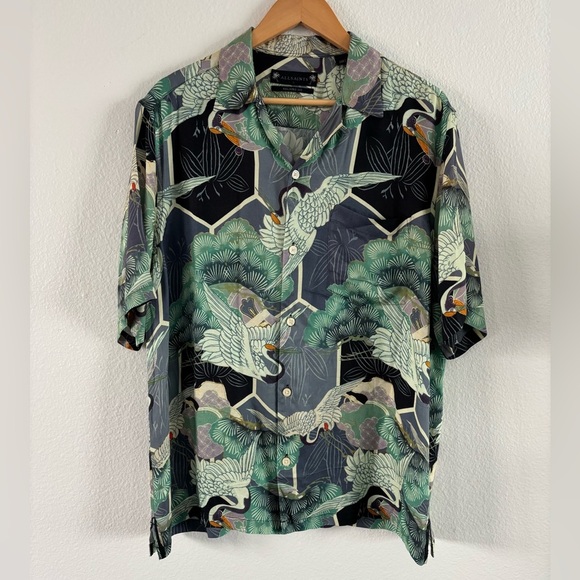 AllSaints Naga Print Camp Shirt
Color: Pearl Grey - Picture 5 of 13
